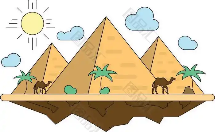 卡通阳光下的金字塔_图品汇