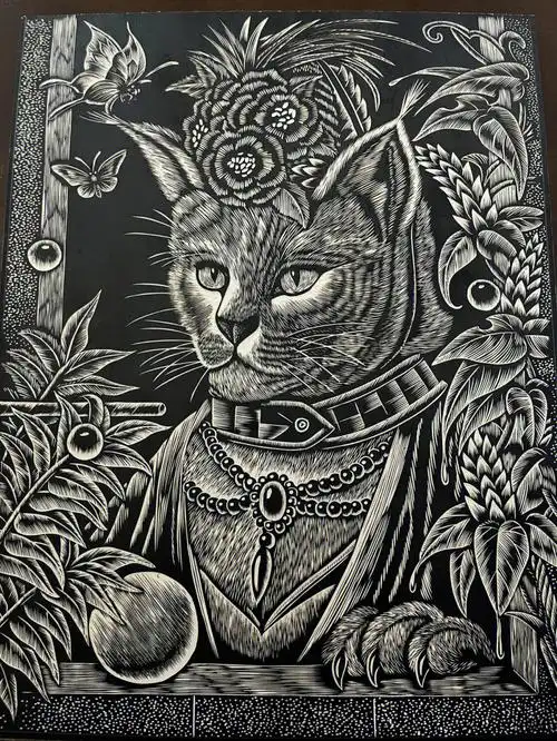 木刻版画:猫