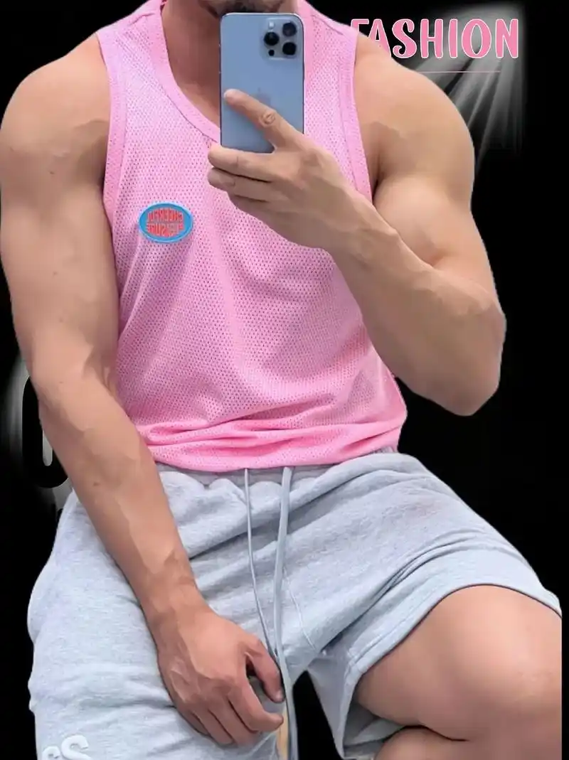 肌肉男健身宽松糖果色无袖t恤运动背心!