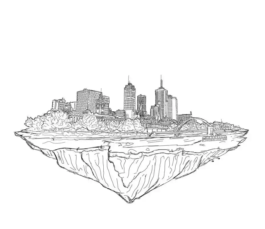 未来之城,抽象绘画未来城市的