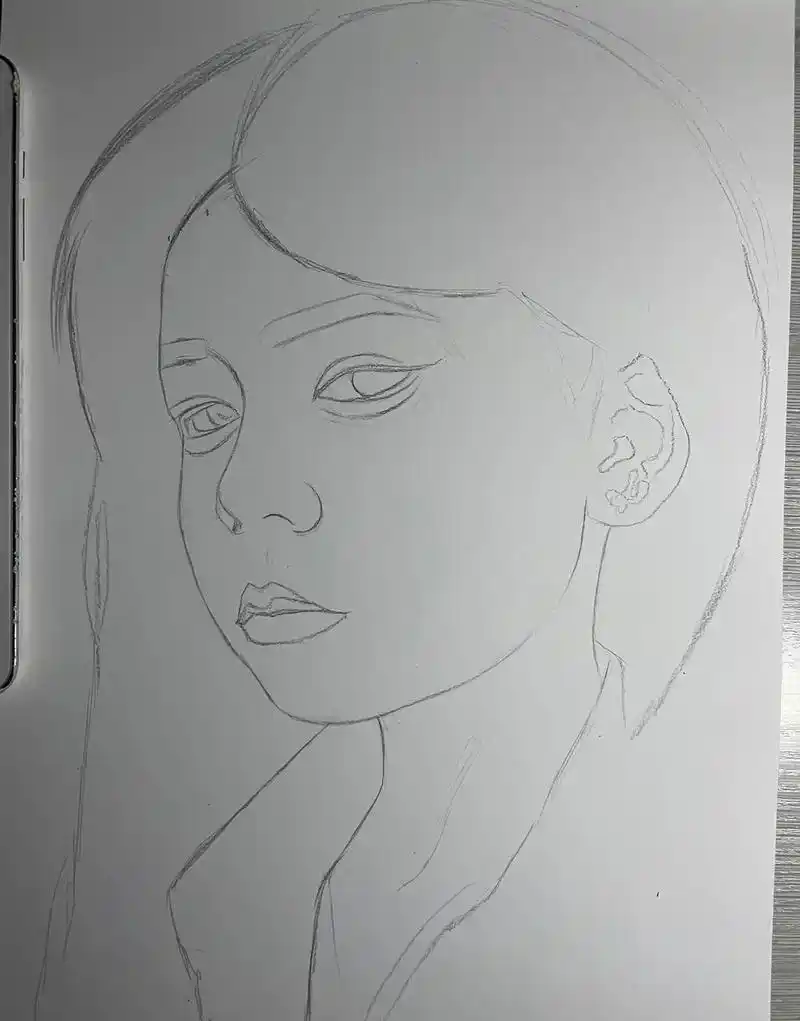 美妆素描小姐姐教程步骤图.