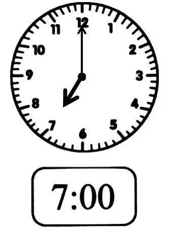 根据给出的时间,画出钟面上的时针和分针吧!