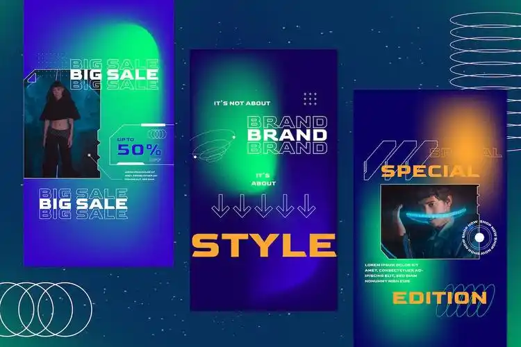 时尚赛博朋克风品牌推广新媒体电商海报psd模板fashioncyberpunk