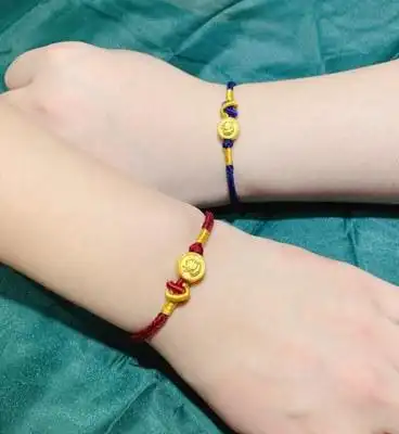 足金999金生肖牛黄金手链金牛转乾坤转运珠招财挂坠情侣编织手绳