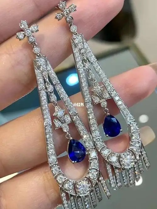 一对封仙出位|水滴蓝宝石流苏耳环