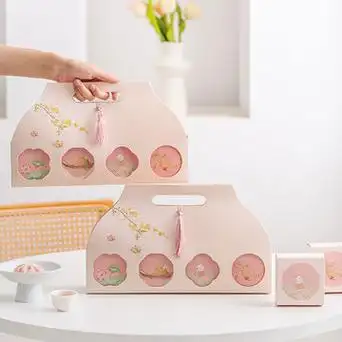 2024新款4粒中秋节月饼包装盒礼盒流心冰皮月饼盒蛋黄酥盒子logo