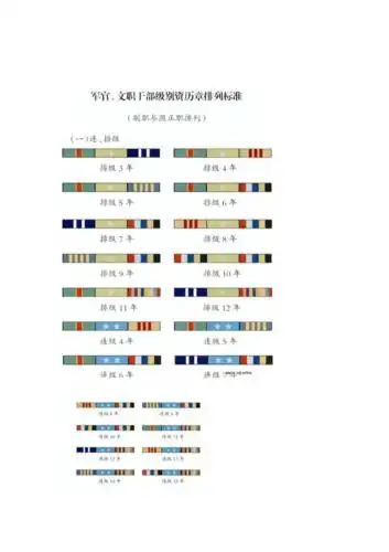 军官文职干部级别资历章排列标准