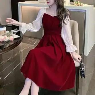 裙子结婚平时可穿小个子晚礼服敬酒服新娘高感回门订婚连衣裙酒红色