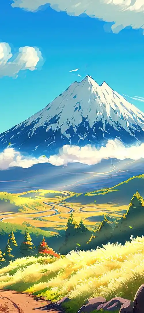 4k唯美治愈动漫雪山森林(风景手机动态壁纸) - 风景手机壁纸下载