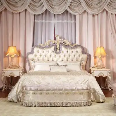 法式宫廷实木床公主床婚床主卧大床欧式奢华床双人8储物床布艺