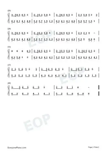 下山c调简单版双手简谱预览2