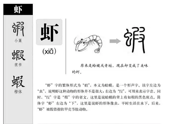 虾 字源 字形演变 甲骨文 金文 说文小篆 - 百答知识