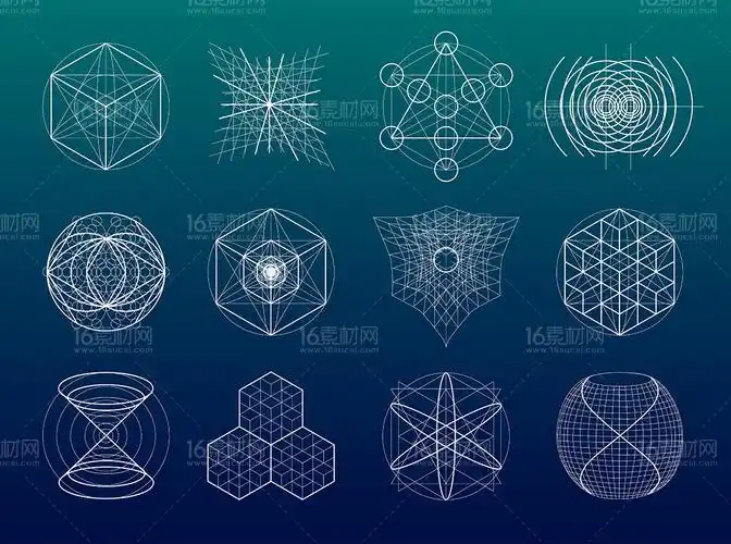 白色线性几何图案集合矢量素材