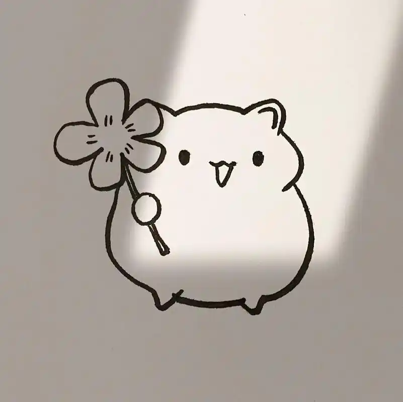 小胖送你花喽-小仓鼠(附教程) 这个简笔画看一遍0基础都会了 1.