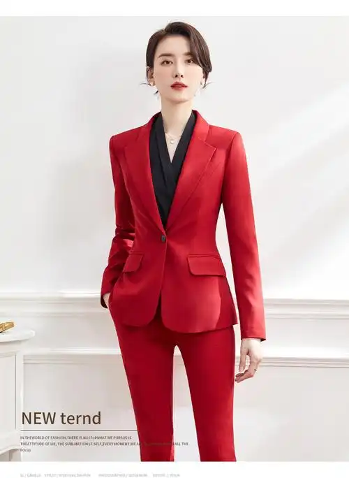 都市通勤悉姗时尚女装秋季新款气质暗红色时尚气质修身款女西服主持人