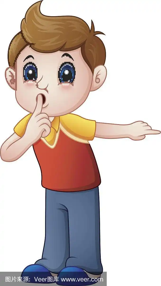 安静,卡通,男孩,做手势,手放在嘴唇上