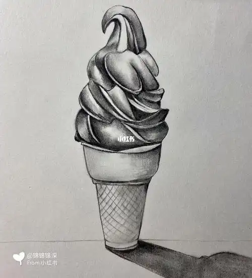 铅笔画 冰激凌