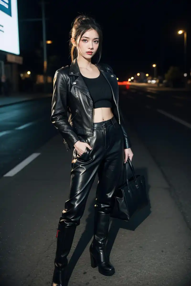 这种发型能够增添一些柔和与女性魅力,让你在硬朗的皮衣和靴子中脱颖