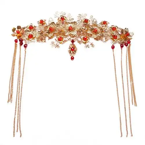 中式新娘古装头饰秀禾服饰婚礼结婚额饰流苏凤冠汉服配饰