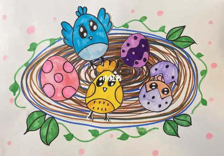 鸟窝鸟巢儿童画简笔画适合4岁左右