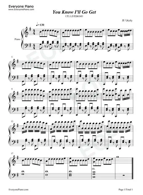 you know ill go get-黑人抬棺bgm-抖音洗脑卡点bgm五线谱预览1