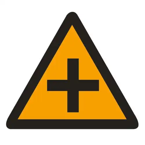 十字路口三角警示交通交通标志标志牌村庄十字路口左右安全标志