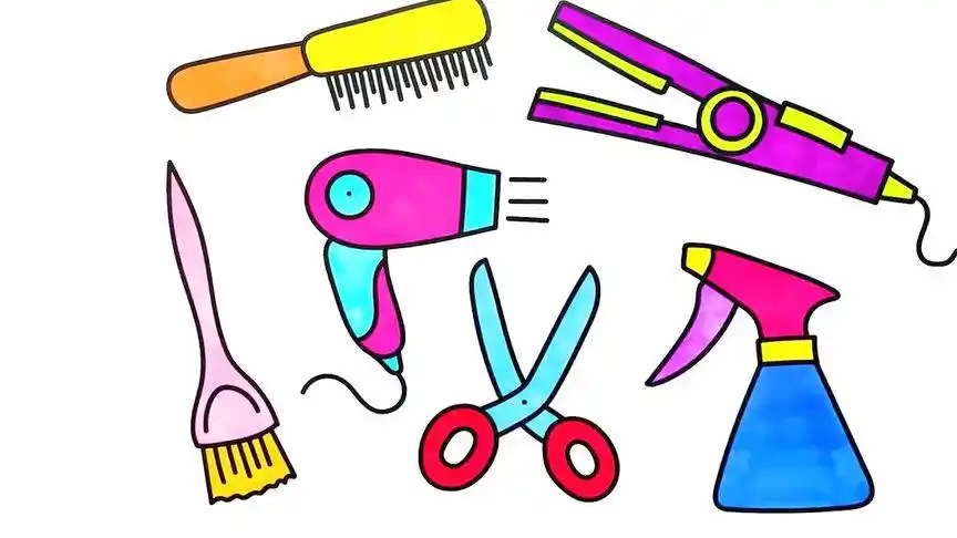 理发店美发工具简笔画儿歌