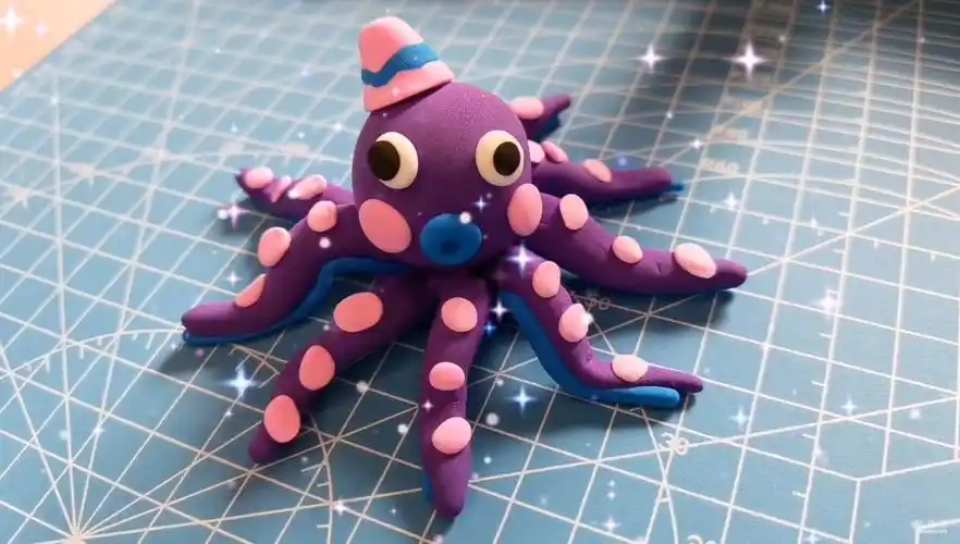 简单好做手工黏土橡皮泥海洋生物乌贼,一看就会适合亲子互动