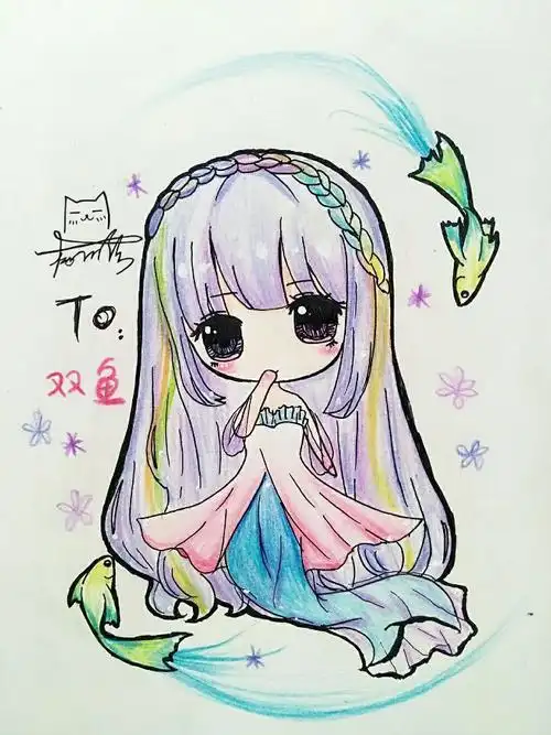双鱼座女孩简笔画q版