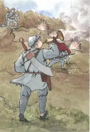 王询 周彦《红二十五军组画》之《冲锋的号角》