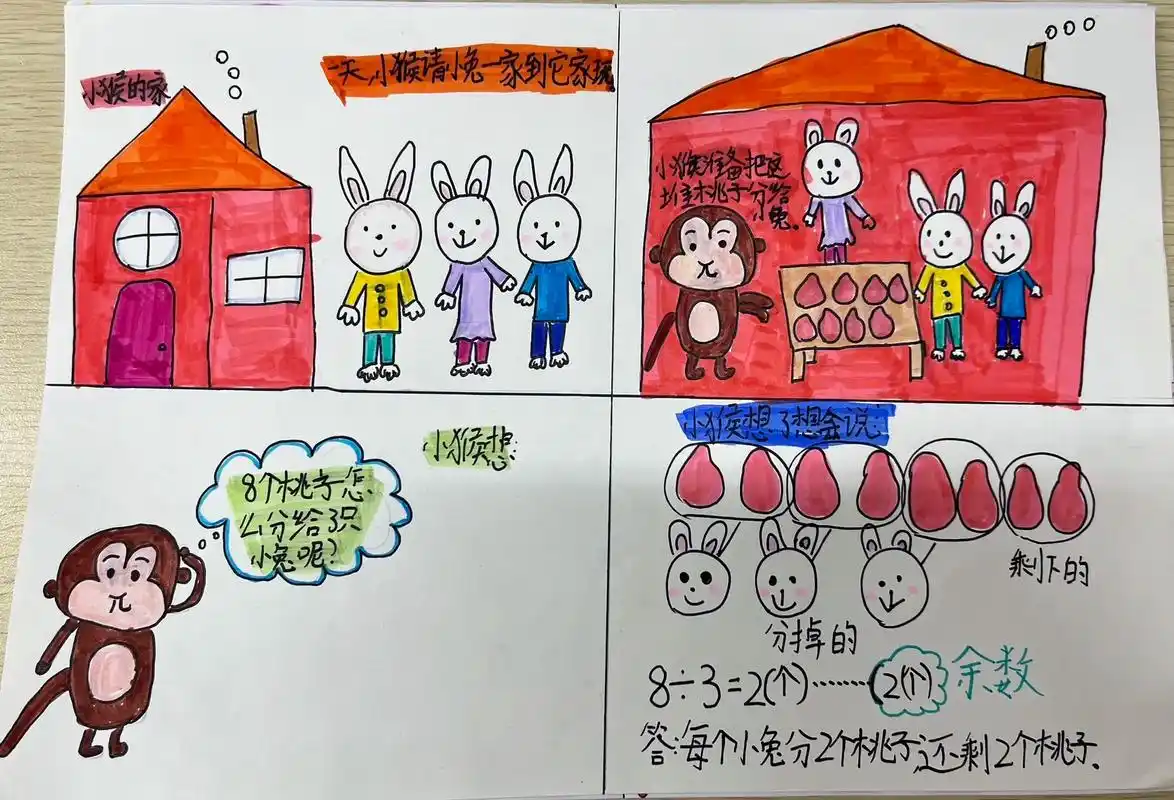 二年级有趣的数学题画成四格漫画 - 抖音
