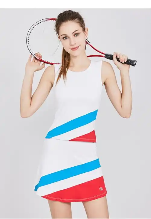 denisefrank丹尼斯弗兰克2022新款网球服女款套装无袖上衣防走光短裙