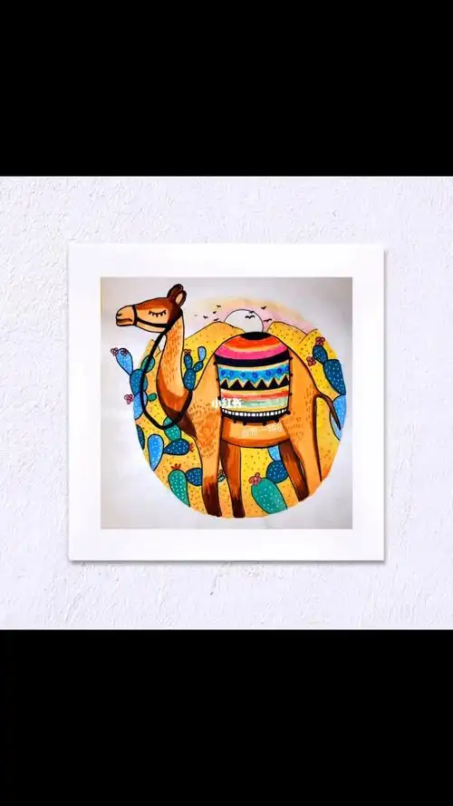 笔记灵感  #画画  #创意美术  #沙漠骆驼  #沙漠  #骆驼  #儿童创意