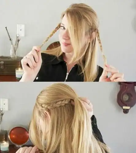 2款韩式麻花辫半扎公主头图解