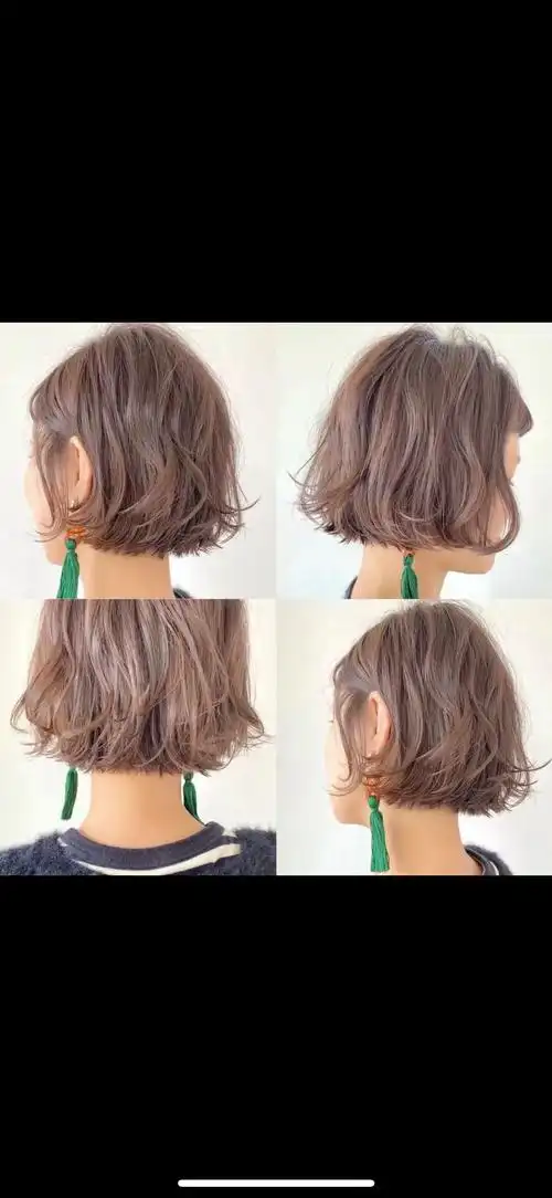 一刀切短发微卷烫发造型