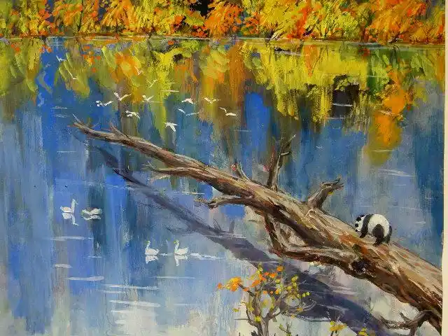 画家姚诗圣的风景画:九寨沟风光(5)