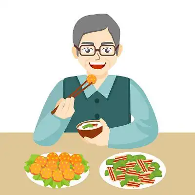 彩色扁平吃饭男性人物插画吃饭人物png素材