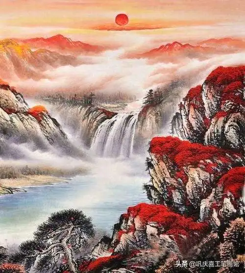 孙宏正老师六尺聚财山水画《鸿运当头-聚宝盆》欣赏