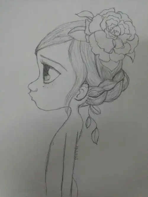 铅笔画,雀斑女孩