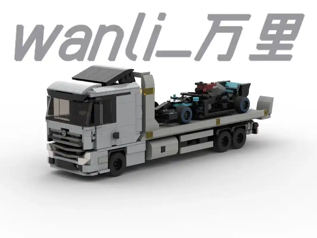 乐高moc原创奔驰actros平板运输车
