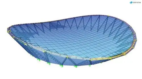 2018年4月正式竣工的苏州奥林匹克体育中心的游泳馆结构,采用一个曲面