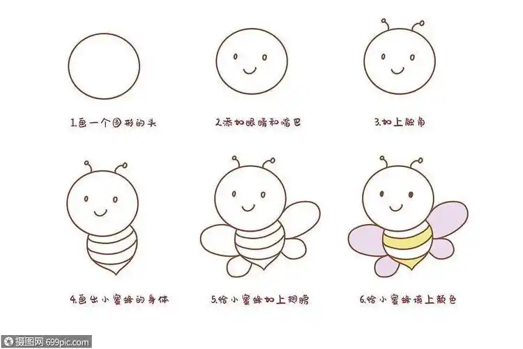 蜜蜂简笔画步骤说明