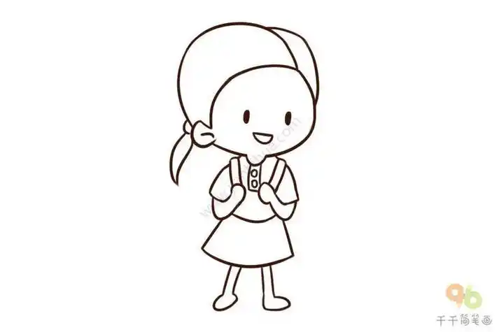 可爱的侧面小女孩简笔画