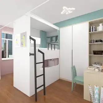 缦宛木 姐弟分隔床  上下铺双层床实木小户型省空间姐弟床左 上下床不