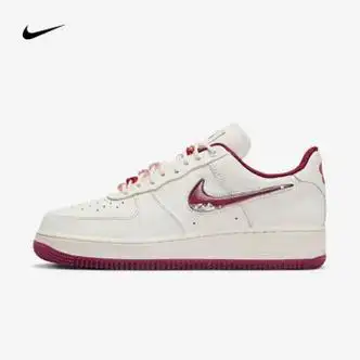 耐克(nike)air force 1 空军一号af1情人节女鞋白红鞋