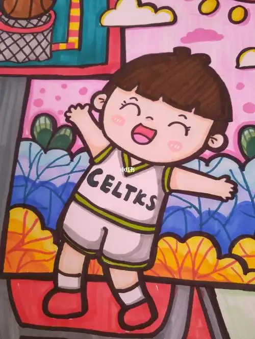 今天画一个打篮球的小朋友#临摹  #儿童画