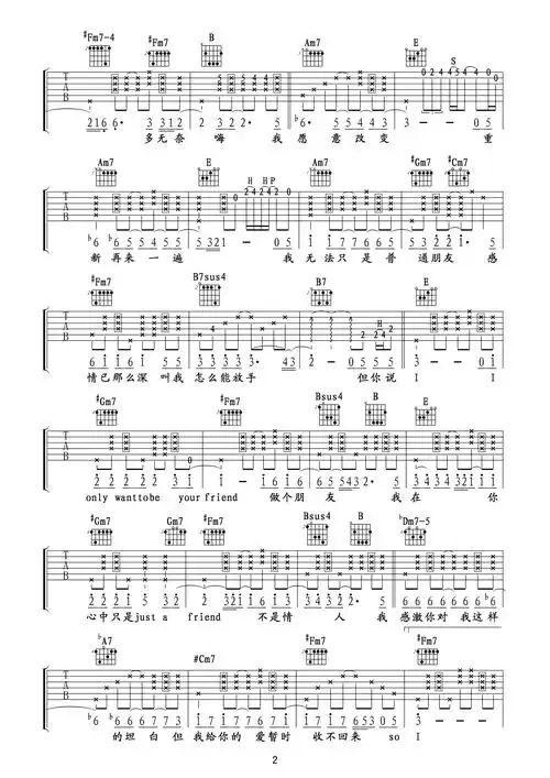 陶喆 普通朋友吉他谱 陶喆 陶喆 普通朋友吉他谱简单版-陶喆 普通朋友