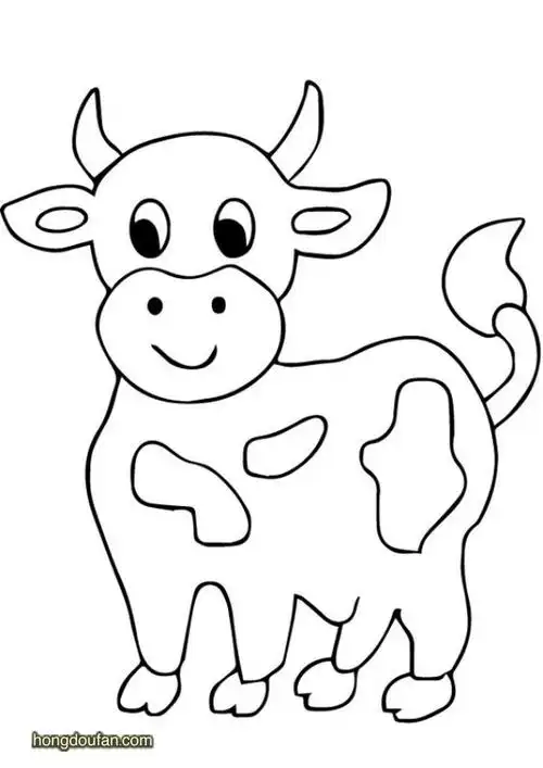 微笑着摇着尾巴的小花牛要如何画?-红豆饭小学生简笔画大全