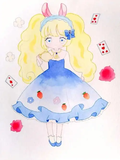 水彩画  #水彩  #爱丽丝  #绘画  #手绘  #爱丽丝梦游仙境