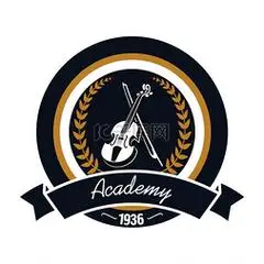 缎带标志设计图片_带有小提琴和弓的音乐学院圆形徽